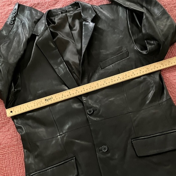 INC International Concepts Black Leather Blazer men’s size large - Picture 5 of 15